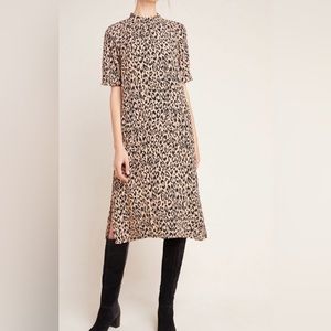 Anthropologie Mackenzie Mock Neck Leopard Print Dress S‎